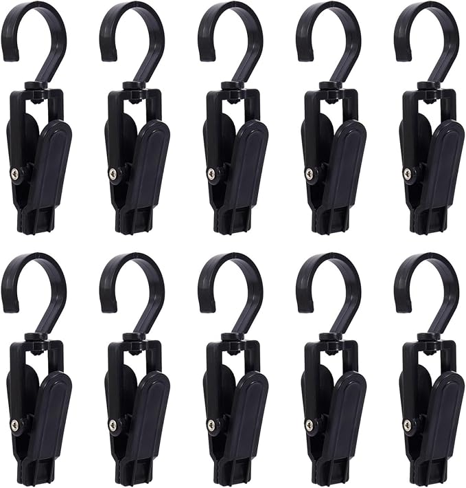 10pcs Clothes Pins Clips with Hook, Rotatable Strong Load Bearing Clothes Line by Unknown