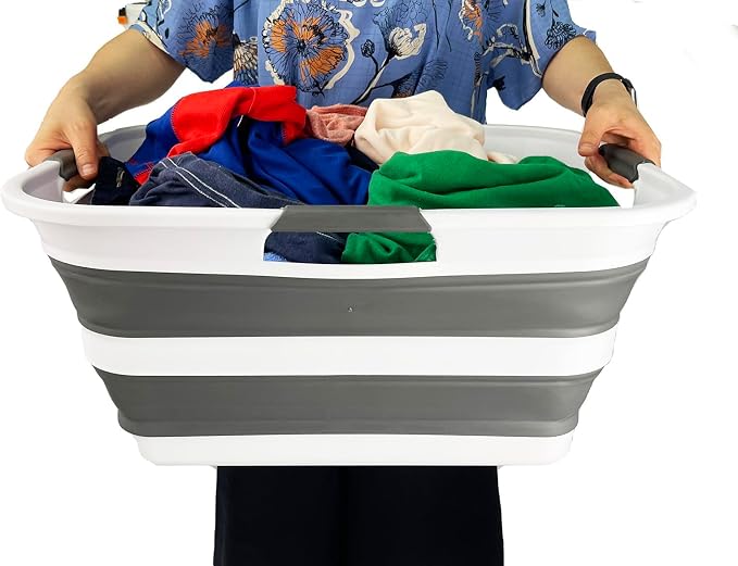 SAMMART Set of 2 Collapsible Plastic Laundry Basket/Organizer-Washing - Image 6