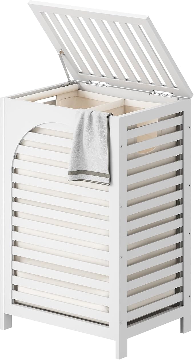 FILWH Laundry Hamper with Lid Large Bamboo Laundry Bin Basket 85L Clothes by FILWH