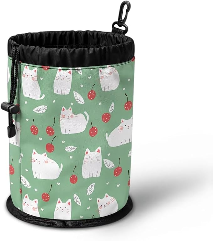 Cat Cherry Clothespin Bag with Hooks Hanging Clothes Pin Bag with Drawstring - Image 3
