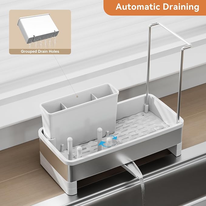 Sponge Holder for Kitchen Sink, Rustproof Stainless Steel Sink Caddy - Image 3
