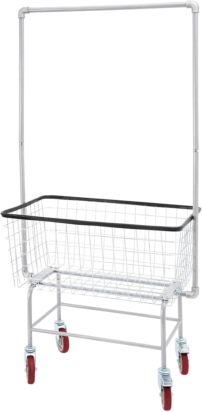 Wire Laundry Cart with Wheels, 1.8 Bushel Heavy-Duty Rolling Laundry Basket - Image 2