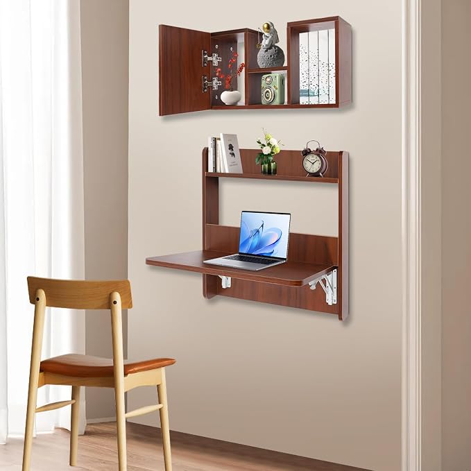 Wall Mounted Bookshelf Folding Table - Image 2