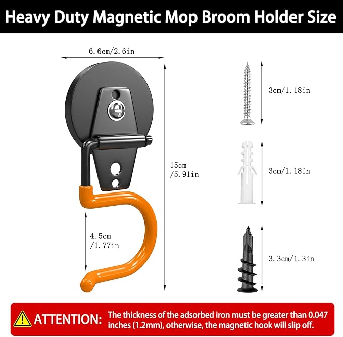 3-H Hook Magnets Heavy Duty 4 Pack, J Shape Strong Magnetic Hooks - Image 3