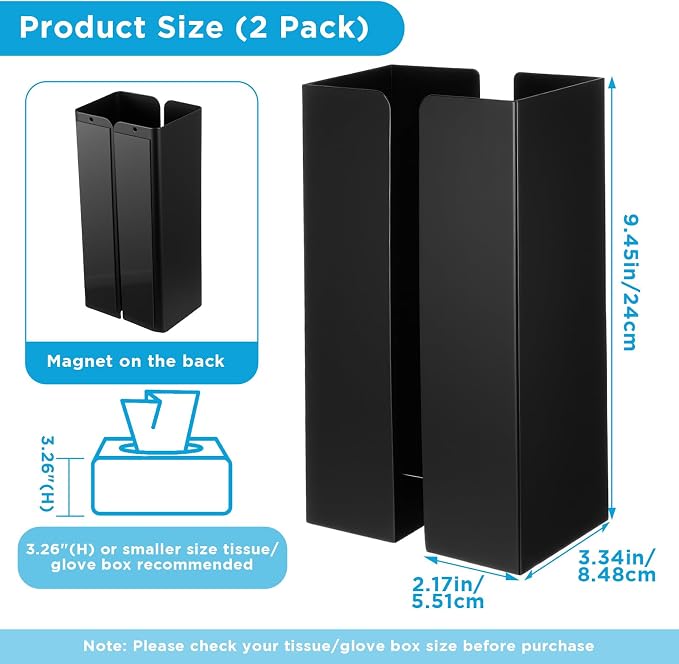 2 Pack Magnetic Glove & Tissue Dispenser – Adjustable Paper Towel Holder - Image 2