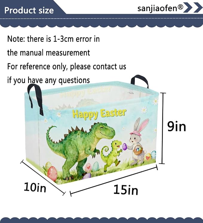 Sanjiaofeng Rectangular Easter Dinosaur Basket Dinosaur Storage Bins, Cute - Image 2