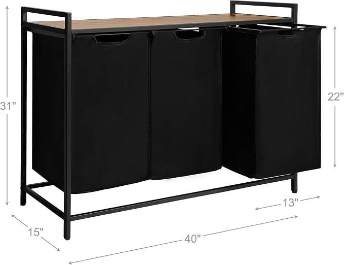 Pull Out Laundry Hamper 3 Compartment Laundry Sorter - Image 2