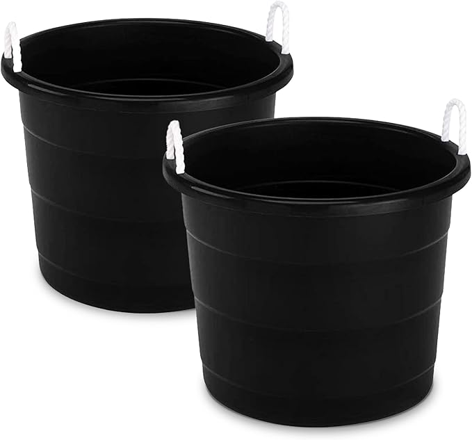 HOMZ 2-Pack Utility Tub, Large Plastic Storage Bucket by Homz
