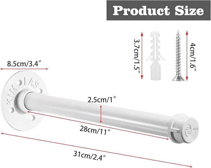 Sumnacon 2 Pcs 12 Inch Industrial Pipe Clothes Bar - Image 3