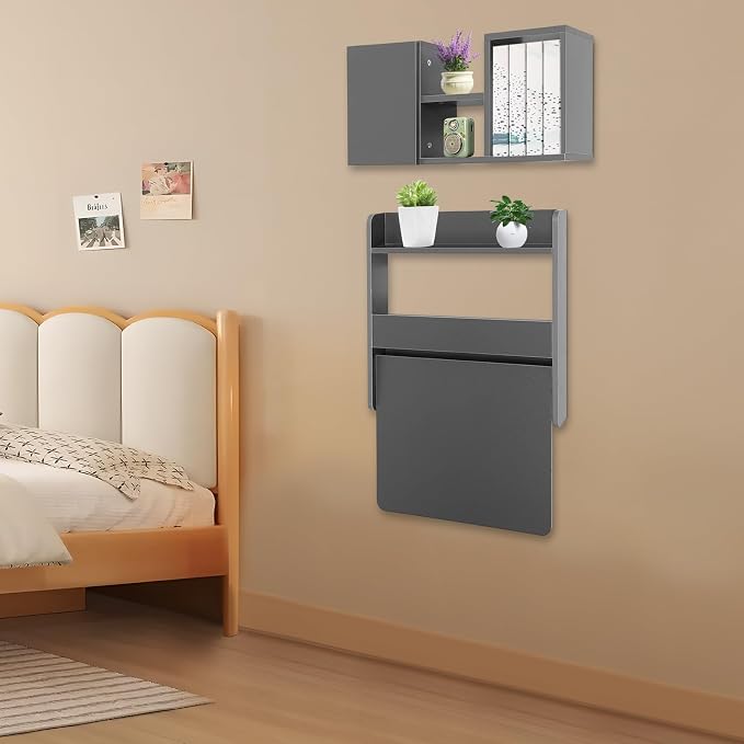 Wall Mounted Bookshelf Folding Table - Image 4