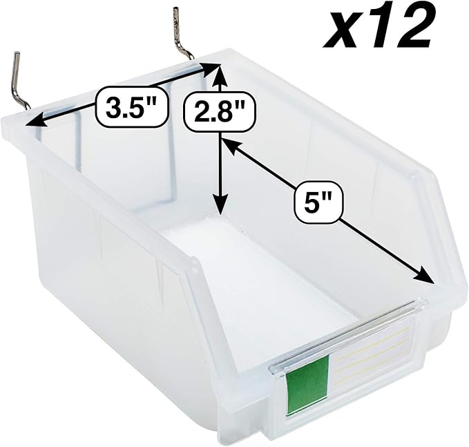 Pegboard Bins – 12 Pack Clear Large - Image 2