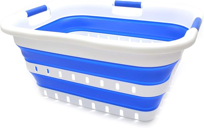SAMMART 41L Collapsible 3 Handled Plastic Laundry Basket - Image 2