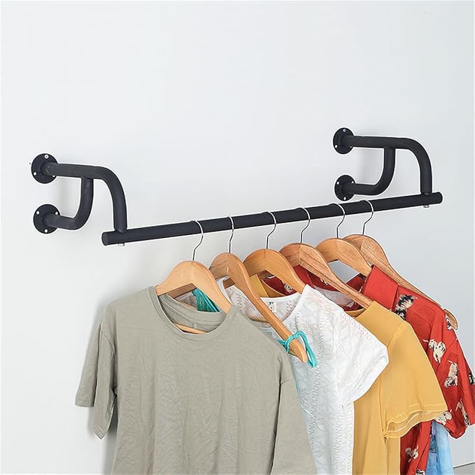 Wall Mounted Clothes Rack, Corner Garment Rod, Clothes Hanging Bar, Industrial - Image 2