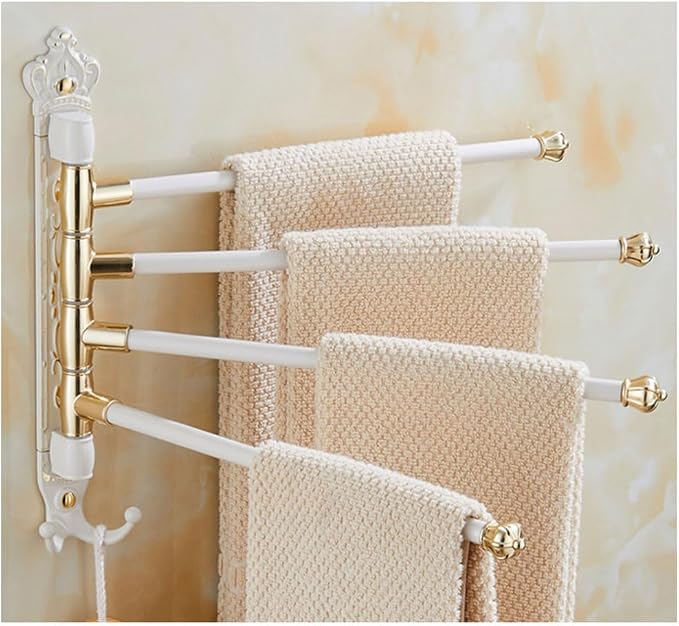 Antique White Swivel Towel Rack Bar Rails by Unknown