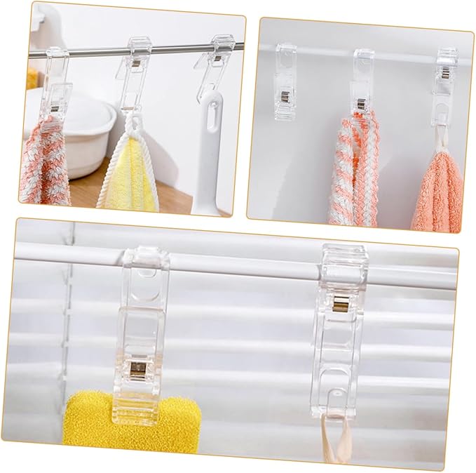 Ciieeo 4pcs Multi-Functional Bathroom Clips Hooks Plastic Laundry Hooks Clips - Image 7