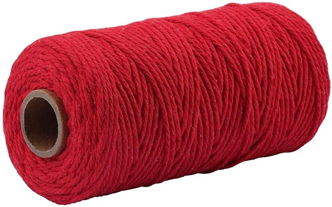 109 Yards 3mm Macrame Cotton Cord 4 Strand Twisted Twine Strings Rope by Zhiheng