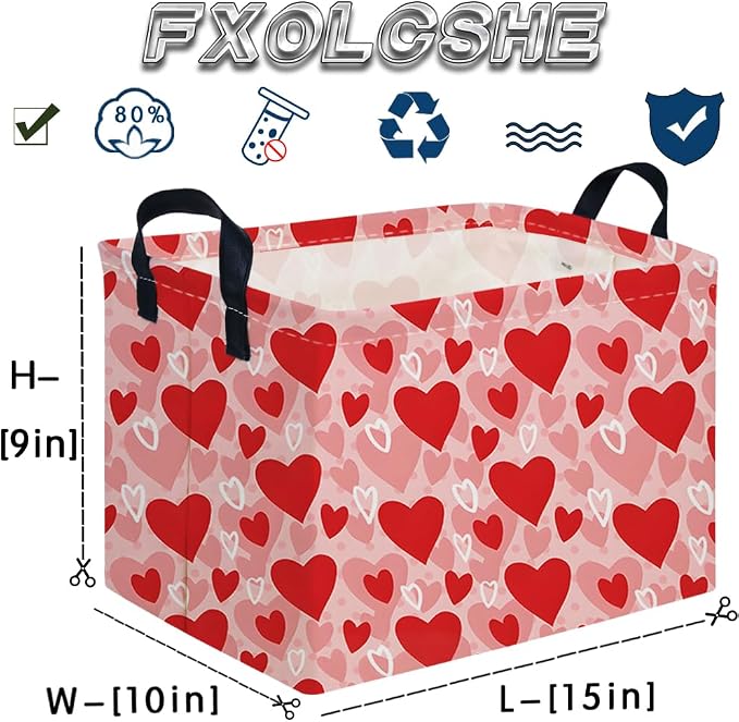 Rectangular Pink Valentine's Day Gift Basket, nursery basket, kids toy storage - Image 7