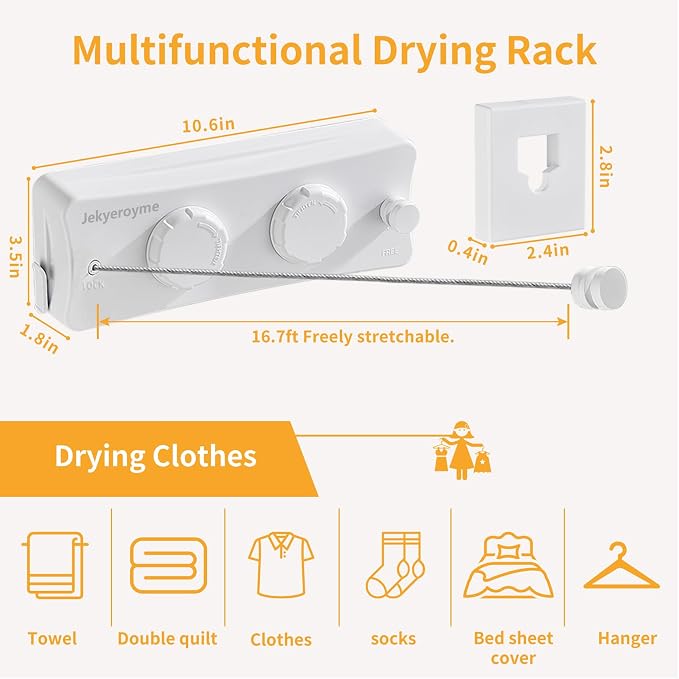 Retractable Clothesline Indoor & Outdoor, Non-Sagging Wall Mounted Drying Rack - Image 2