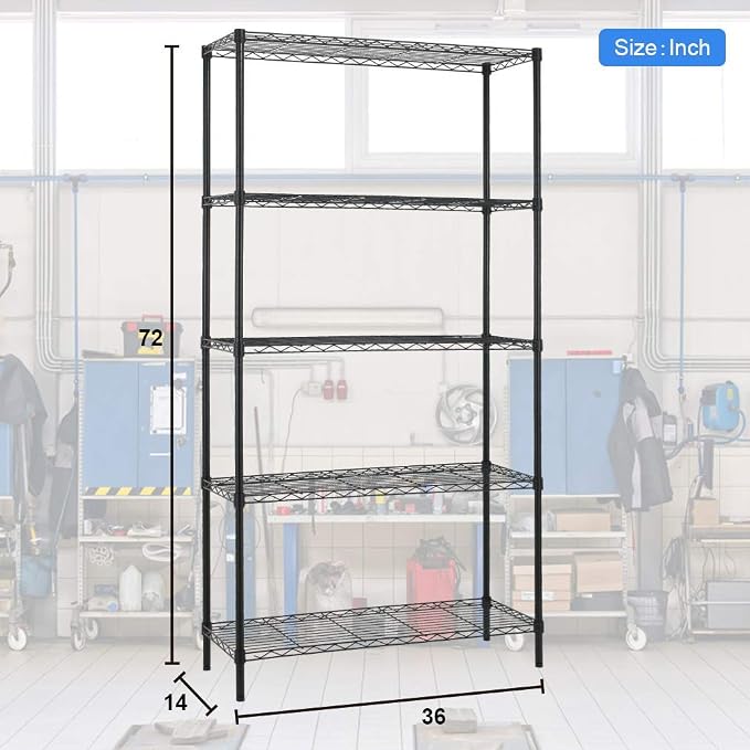 Meet perfect 5-Tier Heavy Duty Wire Shelving Unit, NSF Certified Steel Organizer - Image 3