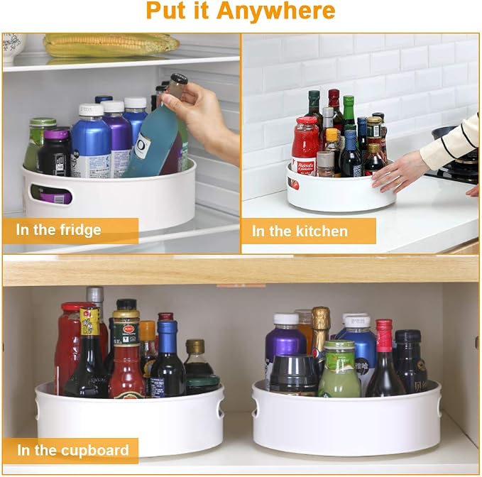 Semlos 2 Packs Lazy Susan Turntable Cupboard Organizer, Revolving Under-Sink - Image 4