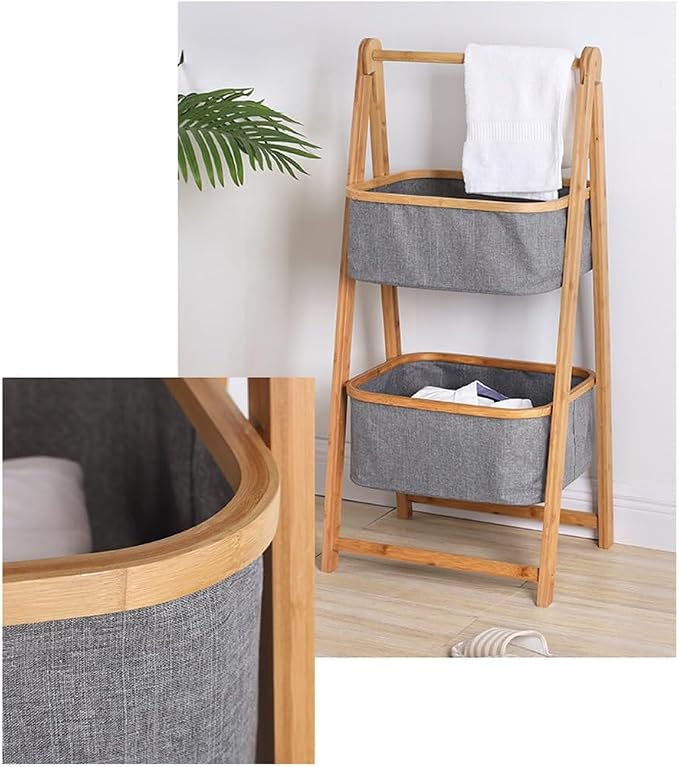 Bamboo Laundry Hamper Free-Standing Bamboo Frame Organiser - Image 6