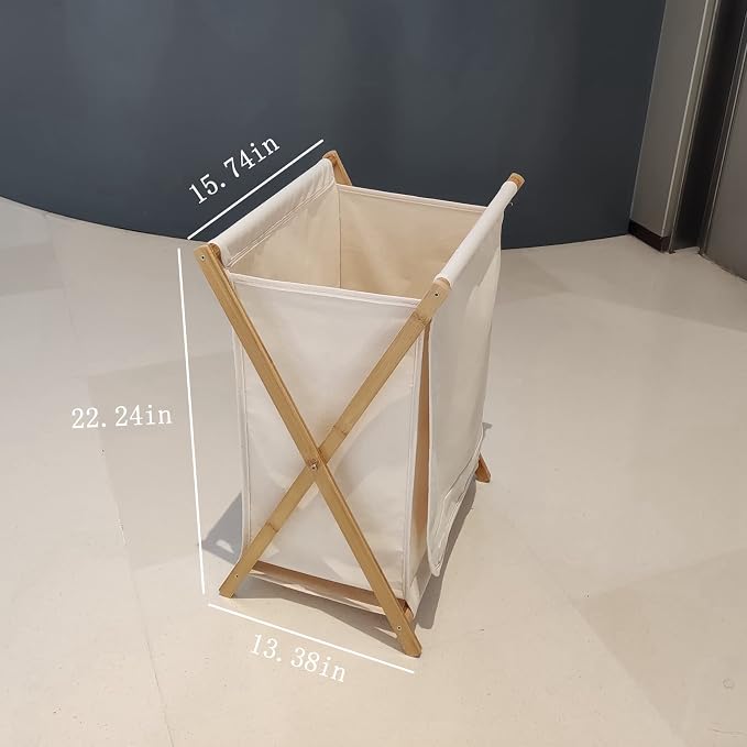 Bamboo Wood X-frame Laundry Hamper - Image 3