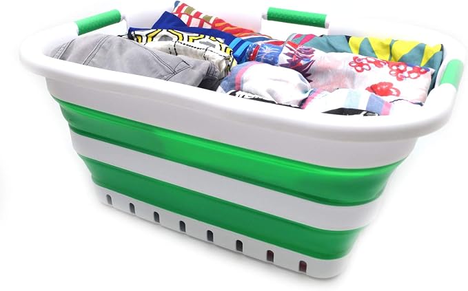 SAMMART 41L Collapsible 3 Handled Plastic Laundry Basket - Image 4