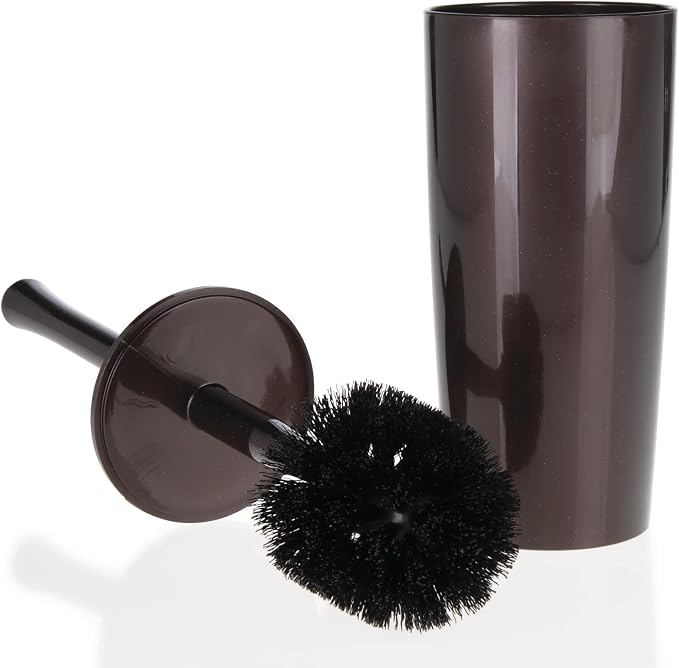 mDesign Slim Plastic Toilet Bowl Brush and Holder Set, Modern Compact Storage - Image 5