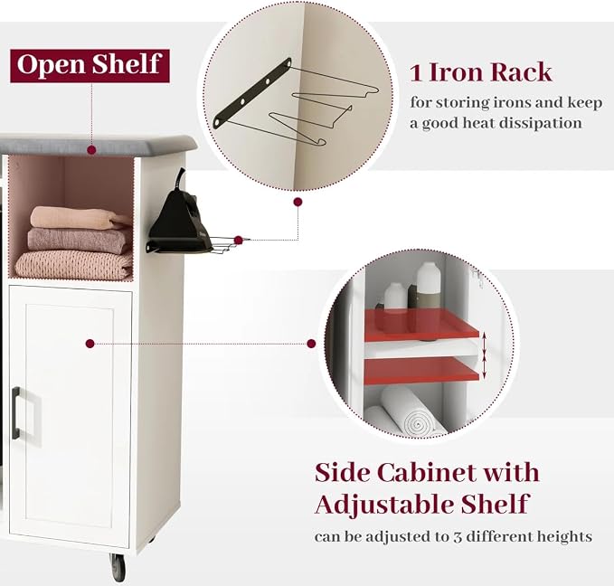 Ironing Cart with Rolling Ironing Board, Mobile Laundry Table - Image 5