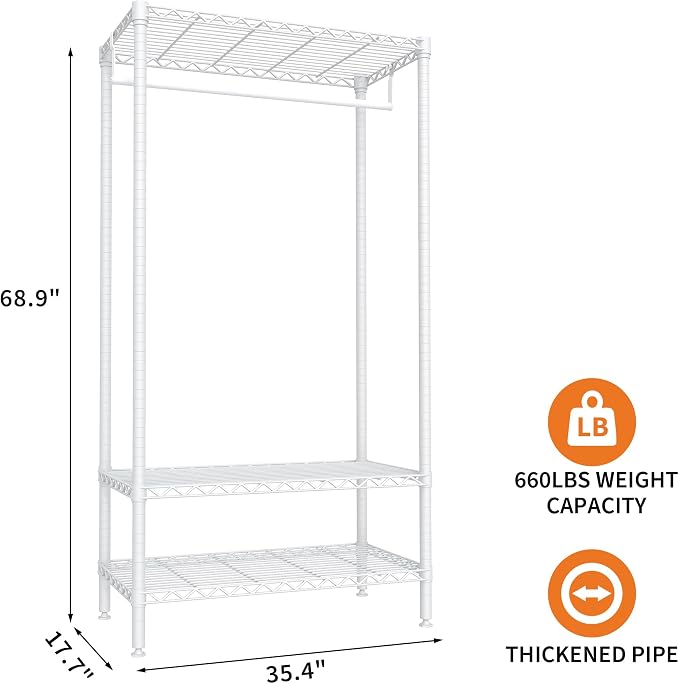 Portable Clothes Rack, Heavy Duty Closet Organizer - Image 2