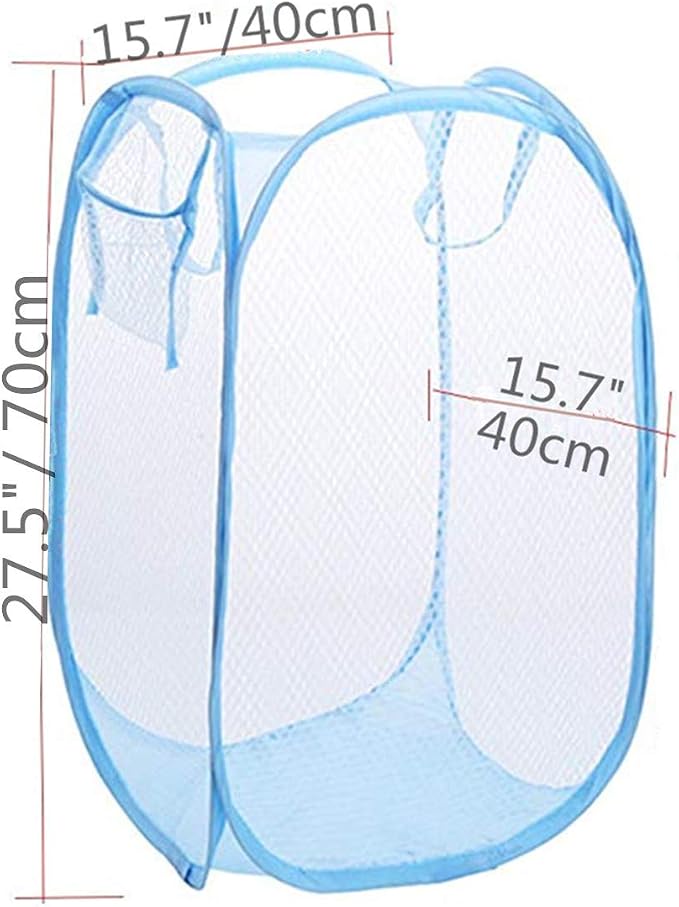 Portable Extra Large Rectangle Pop-Up Clothes Basket Tall Laundry Mesh Hamper - Image 2