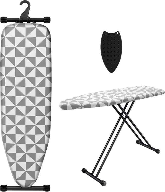 Ironing Board with Silicone Iron Rest pad, Extra Thick Cover, 14x54 Compact and by UFETGYG