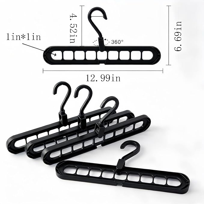 5pcs 9-Hook Rotating Hanger Organizer - 20lb Capacity Space Saving Hanger - Image 3