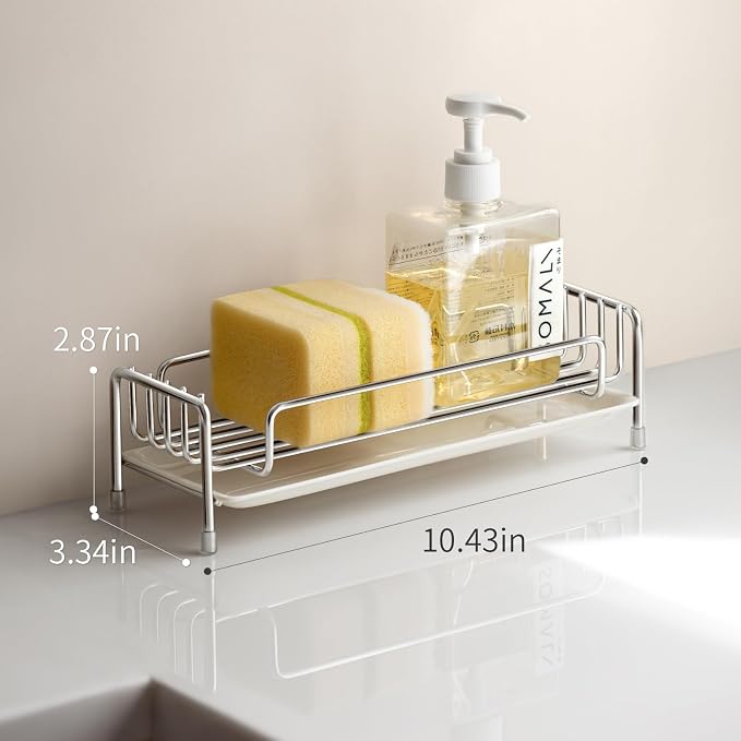 Silver Sponge Holder for Kitchen Sink, Kitchen Countertop Organizers and - Image 3
