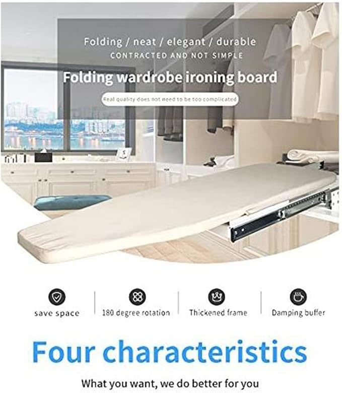 Ironing Board Wooden Folding Ironing Board Rotatable 90° Drawer Ironing Platform - Image 2