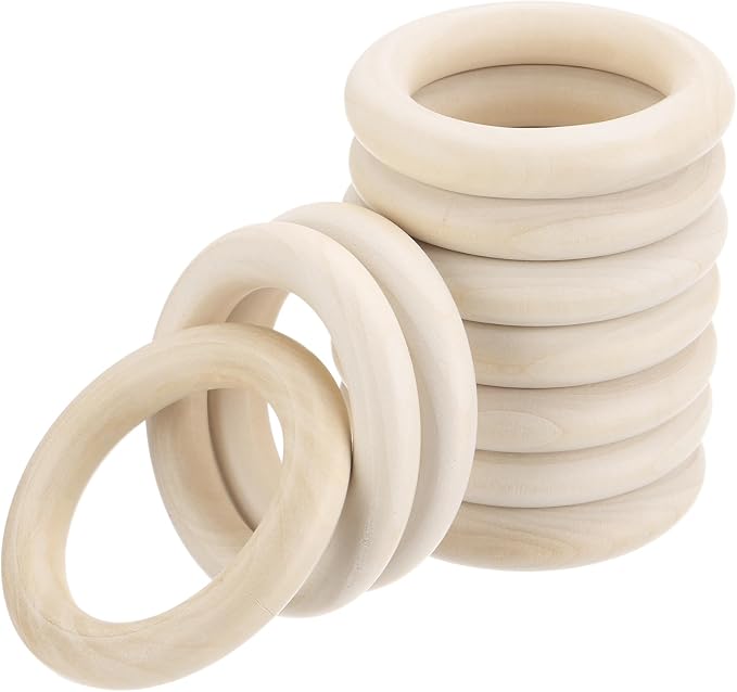 MECCANIXITY 5pcs 3" Unfinished Wooden Rings Smooth Natural Wood Macrame Rings by MECCANIXITY