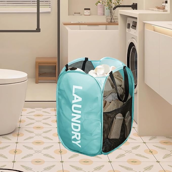 Mesh Popup Laundry Baskets, Collapsible Laundry Hampers, 2 Pack Clothes Hampers - Image 4