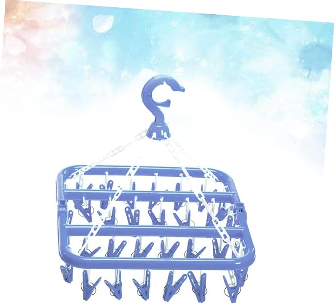 Laundry Drying Rack 32 Clips Plastic Hanger Folding - Image 7