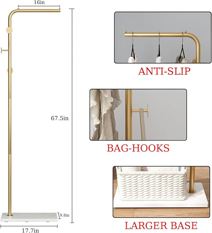 TIEOU Gold Coat Racks, Metal Coat Racks Freestanding - Image 2