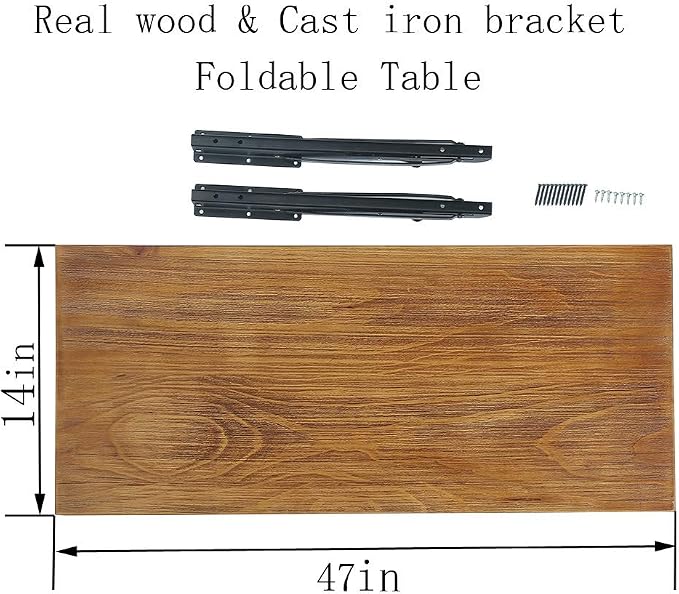 Tianman Industrial Rustic Folding Wall Mounted Workbench Drop Leaf Table - Image 6