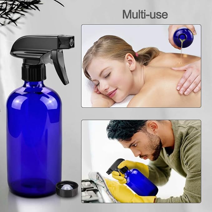Glass Spray Bottles, 16oz Refillable Containers, Empty Boston Round Bottles - Image 4