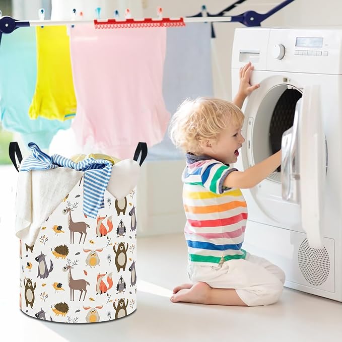 19.7" Laundry Basket, Kids Dirty Clothes Hamper, Waterproof Storage Bin - Image 6