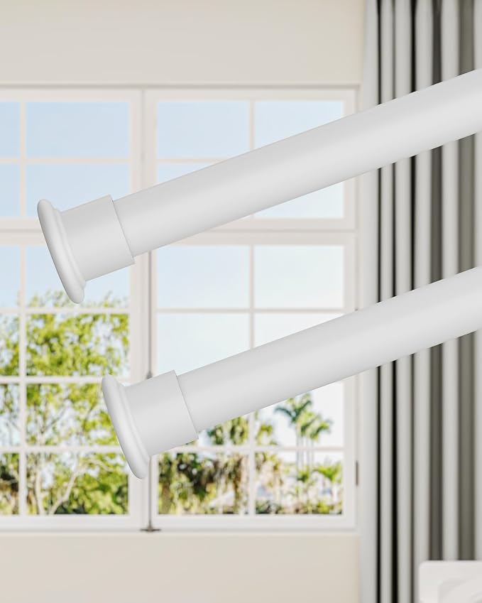 Tension Curtain Rod by EZFurni, 2 Sets 42-123 Inches, Heavy Duty Tension Rods by EZFurni