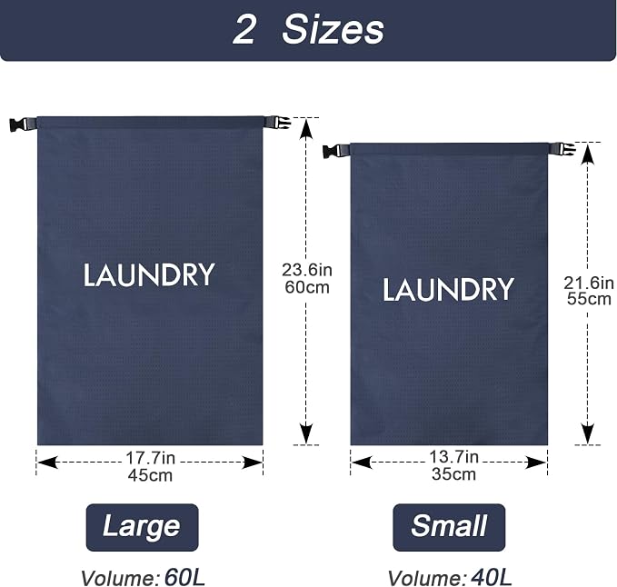 2 Pack Travel Laundry Bag, Nylon Washing Bags - Image 3