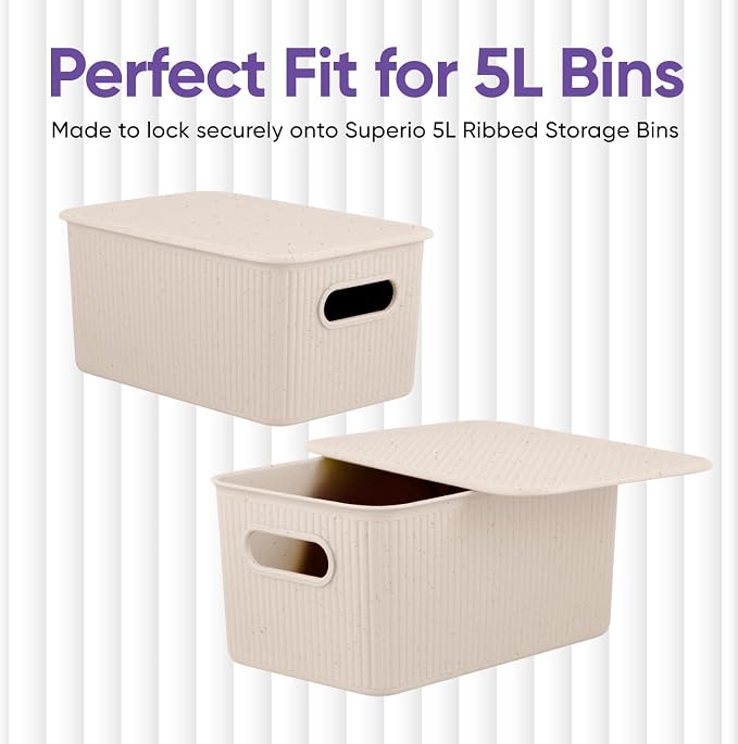 Superio Ribbed Collection Lid for Eco-Friendly Decorative Plastic Basket Open - Image 7