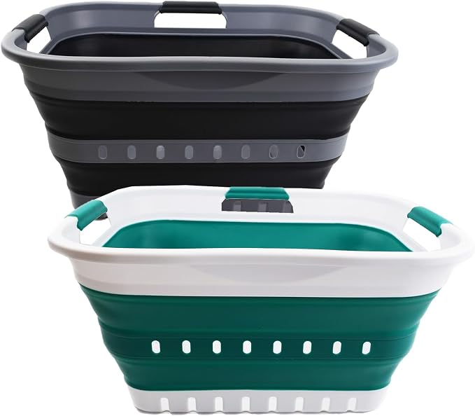 SAMMART Set of 2-30L Collapsible Plastic Laundry Basket by SAMMART