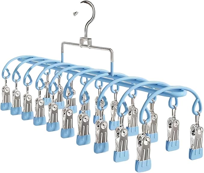 Stainless Steel Sock Clothes Drying Rack 20 Clip Rustproof Laundry Organizers - Image 4