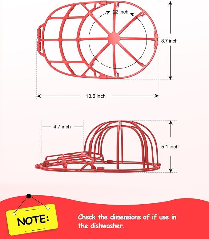 XQXA 2-Pack Baseball Hat Washer Cage | Machine-Washable Cap Cleaner Frame - Image 6