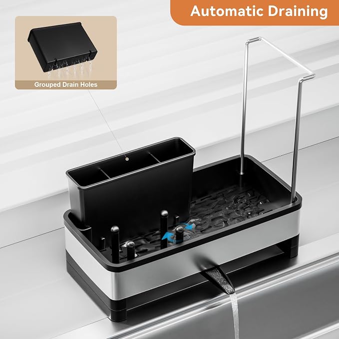 Sponge Holder for Kitchen Sink, Rustproof Stainless Steel Sink Caddy - Image 3