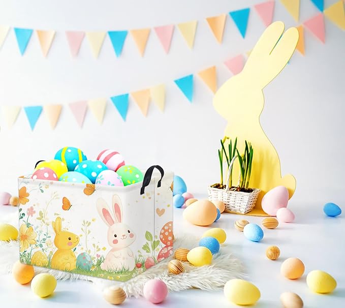 HIYAGON Rectangular Easter Gift Basket Kids Storage Basket - Image 2